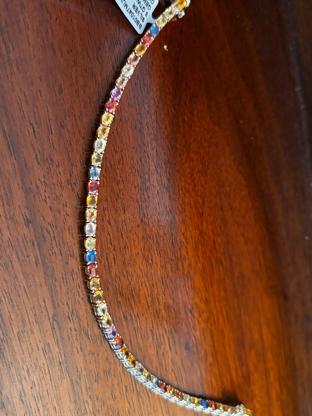 Gold Multicolor Gemstone Tennis Bracelet - Women Jewelry - Picture 8 of 9